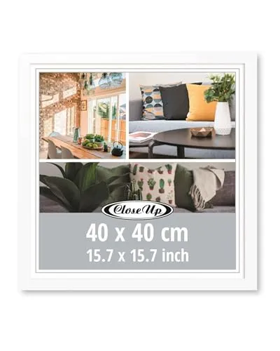 Close Up Posterrahmen 40 × 40 cm – Moderner Weißer Bilderrahmen für Fotos, Poster & Kunstwerke - Minimalistisches und klares Design - Profil 20x15 mm