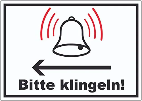 Bitte klingeln pfeil links Aufkleber A4 (210x297mm)