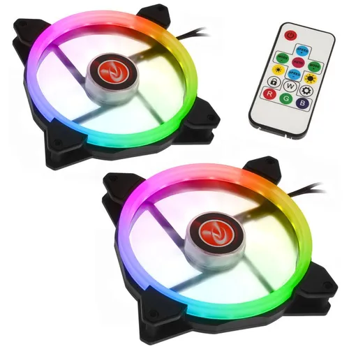Raijintek IRIS 14 Rainbow RGB LED-Lüfter, 2er Set inkl. Controller - 140mm