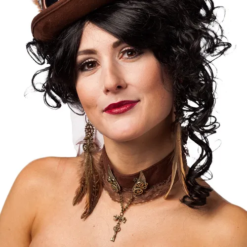 Steampunk Federohrringe für Kostüme im Retrofuturismus Stil Braun