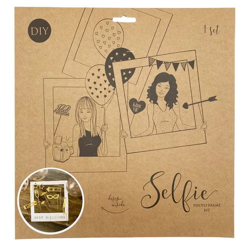 Foto Booth Selfie Set Hochzeit weiß gold 12 tlg Party Foto Feier feiern