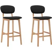 vidaXL Barhocker Set 2 Stk. Schwarz Stoff - Moderne Barhocker aus weichem Stoff mit stabilen Buchenholzbeinen, ideal für Zuhause oder Gastronomie. Die eingebaute Fußstütze sorgt für zusätzlichen Komfort.