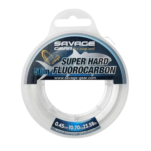 Savage Gear Super Hard Fluorocarbon 0,50mm 13,2kg 50m - Hochwertige Angelschnur für Salzwasser- und Süßwasserangeln, extrem strapazierfähig mit einer Tragkraft von 13,2kg, ideal für erfolgreiche Angeltage.