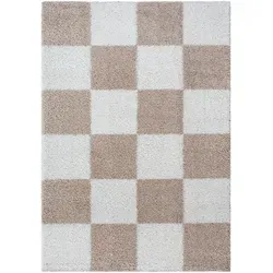 Sanat Hochflor-Teppich Milano 1250, beige - Hochflor Shaggy-Teppich für Wohnzimmer und Schlafzimmer, kuschelig weich, ideal für Fußbodenheizung, rechteckig, 140x200 cm, maschinell gewebt aus Kunstfaser.