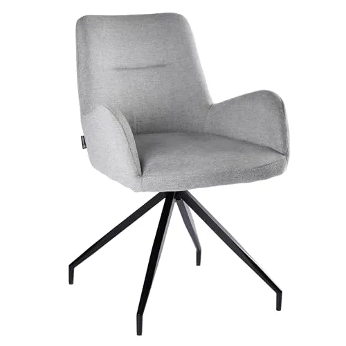 exitodesign Drehstuhl Esszimmer Kemal 56x61x84,5 cm - Esszimmerstühle Gesteppt 360° Drehbar Bürostuhl Stuhl - für Esszimmer Küche Wohnzimmer Salon Schreibtisch (Grau)