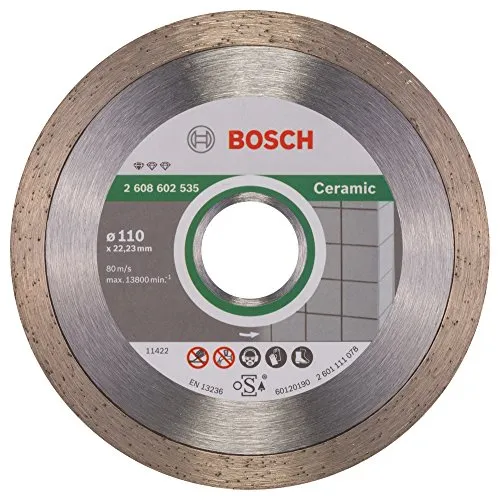 Bosch 1x Diamanttrennscheibe Standard for Ceramic (für Stein, Keramik, Fliesen, Marmor, Ø 110 x 22,23 x 1,6 x 7,5 mm, Zubehör für Winkelschleifer)