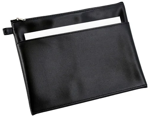 Alassio Banktasche/Utensilientasche mit Vortasche Lederimitat schwarz