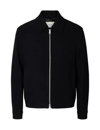 SELECTED FEMME Herren Slhphilip Lano JKT Noos, Schwarz, x_l - Stylische Herrenjacke in Schwarz mit 2-Wege-Reißverschluss und Fly-Away Kragen. Perfekt für jeden Anlass und sorgt für einen modernen Look.