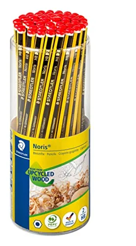 STAEDTLER Bleistift Noris 120 – Nachhaltige Qualität aus Upcycled Wood - Holzbleistifte in klassischem Sechskantformat, rutschfeste Soft-Oberfläche und hohe Bruchfestigkeit, ideal zum Schreiben und Zeichnen. 50 Stück in praktischer Köcherpackung.