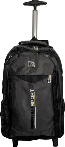 Rucksack Trolley für Laptop und Notebook - Grau - Trolley-Rucksack mit Laptopfach und 2 leichtlaufenden Skaterrollen, ideal für Reisen und den täglichen Gebrauch. Größe: ca. 34 x 52 x 20/28 cm, leicht und praktisch.