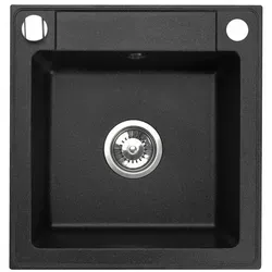 manestein Granitspüle Spülbecken - Küchenspüle aus Granit, fleckenbeständig und pflegeleicht, ideal für moderne Küchen mit 1 Becken (44 x 46 cm) in elegantem Graphit-Schwarz.