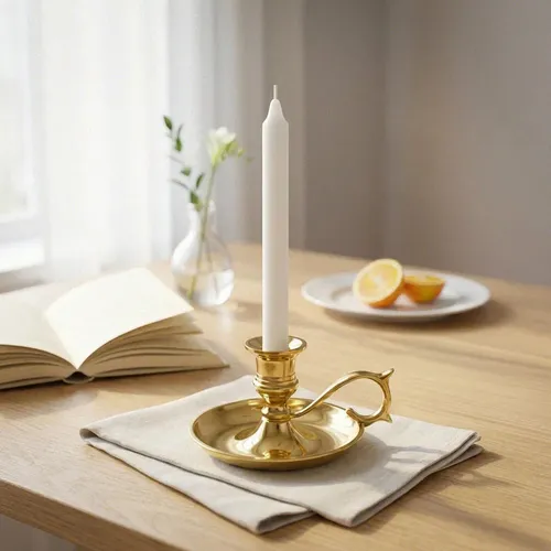 Kerzenleuchter Messing mit Tropfschale, gold glänzend, H.7 cm - Eleganter Kerzenleuchter aus hochwertigem Messing mit Tropfschale, ideal für stimmungsvolle Beleuchtung. Perfekt für jeden Anlass und stilvolles Ambiente.