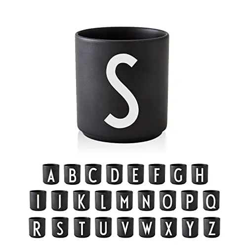Design Letters AJ Porzellan Becher S, schwarz - Thermobehälter aus hochwertigem Fine Bone China-Porzellan, perfekt für Getränke oder als stilvoller Stifthalter im Büro.