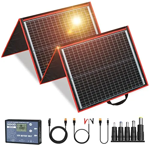 DOKIO Faltbares 160W Solarpanel - Tragbares Monokristallines Solarmodul für Camping - Monokristallines Solarmodul mit 160W, ideal für Camping und Outdoor-Aktivitäten. Faltbar und platzsparend, perfekt für Reisen und mobile Stromversorgung.