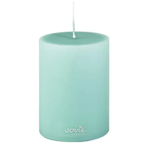 Sovie CANDLES Stumpenkerze JADEGRÜN, Ø 70mm x 100mm, ca. 52 Stunden Brenndauer, elegante Blockkerze, Flachkopfkerze und Dekokerze für stilvolle und natürliche Dekoration