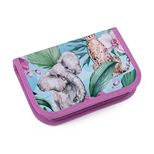 TOPGAL Federmäppchen für Mädchen/Kinder mit Zwei Klappen, gepolstert, mit Stundenplan und Gummischlaufen. (Penn 23004)