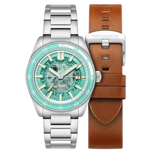 Spinnaker SP-5118-44 Herrenuhr Fleuss Automatik - Türkis - Chronograph mit 15 ATM Wasserdichtigkeit, ideal für Taucher und Abenteurer. Automatik-Uhrwerk mit elegantem Design und robustem Edelstahlgehäuse.