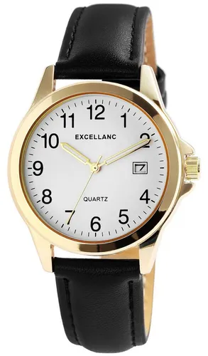 Excellanc Quarzuhr für Herren - Elegante analoge 3-Zeiger Armbanduhr mit hochwertigem Quarzuhrwerk, gepolstertem Lederimitationsarmband und Superluminova-Zeigern für beste Ablesbarkeit, ideal für Alltag und Business.