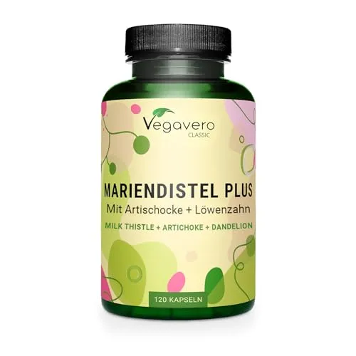 Mariendistel + Bio Artischocke & Löwenzahn | 80% Silymarin | Hochdosiert | 120 Kapseln | Vegan & Ohne Zusätze | Deutsche Produktion von Vegavero