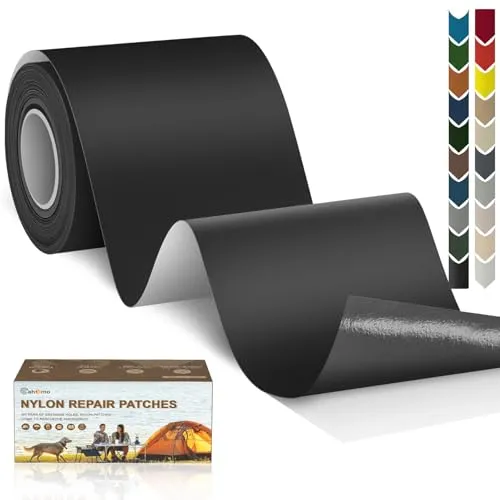 Produktbild Cahomo Nylon Reparatur Patches, 7.6x200 cm Selbstklebender Wasserdichte Reparatur Patch, Daunenjacke Flicken Reparaturset,Nylon Flicken Selbstklebend, für Jacken, Zelte, Daunenjacke-Schwarz