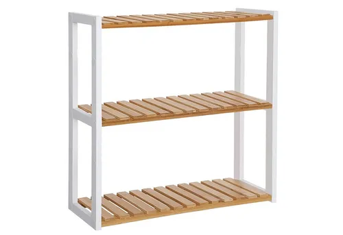 SONGMICS Badregal aus Bambus mit 3 verstellbaren Ablagen - Regale & Aufbewahrung: Vielseitiges Badezimmerregal aus Bambus, ideal für Ordnung im Bad, Küche oder Wohnzimmer, mit 3 höhenverstellbaren Ablagen für flexiblen Stauraum.