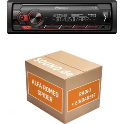 Pioneer MVH-S320BT Autoradio Einbaupaket für Alfa Romeo Spider 6 | Bluetooth, USB, Spotify - Komplettset für den einfachen Austausch des Autoradios in Ihrem Alfa Romeo Spider (2005-2010). Inkl. Pioneer MVH-S320BT mit Bluetooth und USB für kabelloses Musikstreaming und Freisprechen.