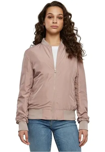 Urban Classics Damen Light Bomber Jacket in Lightpink - Modische Allwetterjacke für Damen, aus pflegeleichtem 100% Polyester. Ideal für den Alltag, mit Rundhalsausschnitt und praktischen Leistentaschen.