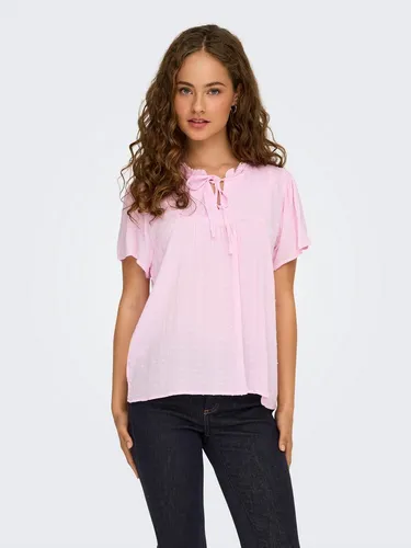 JdY Damen Jdylima Life S/S Top WVN Noos – Pink Lady, Größe 38 - Modernes, locker geschnittenes Top mit V-Ausschnitt und Schleifendetails. Ideal für einen entspannten Look an warmen Tagen.