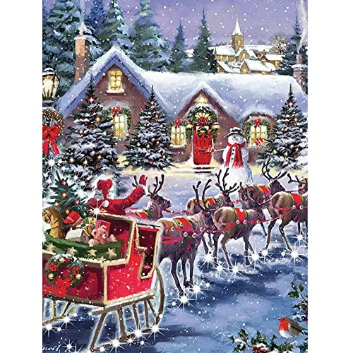 Yuknees 5D Diamant Painting Nach Zahlen Kits Dekoration Weihnachten Diamond Painting DIY Diamanten Painting Bilder Voll Set Malen Nach Zahlen Kristall Strass Stickerei Mosaik für Erwachsene Anfänger