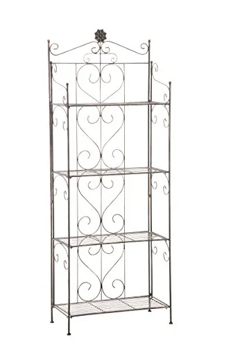 CLP Lenja Standregal im Landhausstil - Standregal aus robustem Eisen mit 4 klappbaren Regalböden, ideal für charmante Wohnräume und platzsparend im verstauten Zustand.