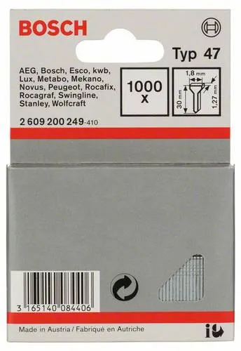 Bosch Accessories 2609200249 Tackernägel Typ 47 Produktabmessung, Länge 30mm 1000St.
