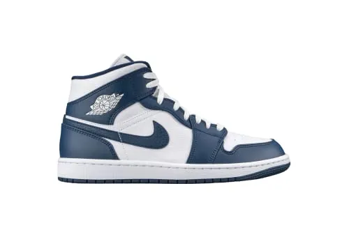 Nike Herren Air Jordan 1 Mid Basketballschuhe, Weiß (White/MTLC Gold/Obsidian 174), 47 EU