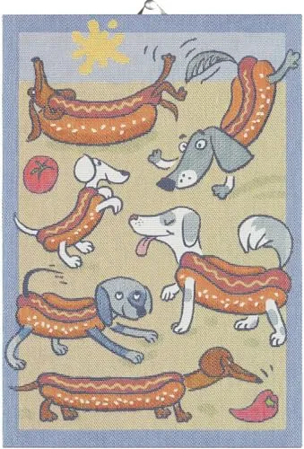 Ekelund Küchenhandtuch Hot Dog 35x50 cm - Handtuch aus 100% Baumwolle, ideal für die Küche und mit einem witzigen Hot Dog Design, das das Kochen noch mehr Spaß macht.
