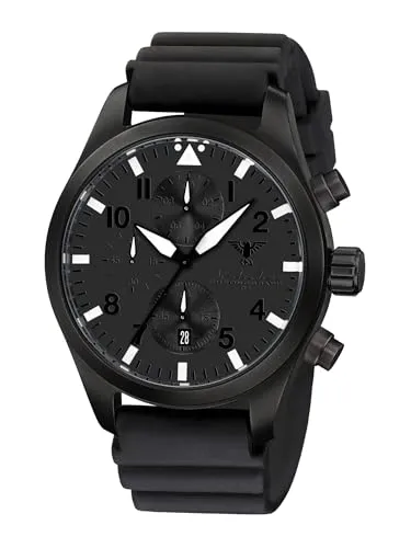KHS Airleader Black Steel Chronograph XTAC KHS.AIRBSCXT.DB mit Taucherband Schwarz
