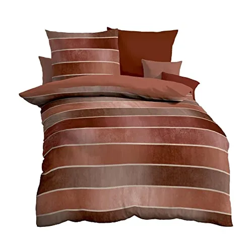 Kaeppel Mako-Satin Bettwäsche Timeless Terra 160x210 cm - Bettwäsche-Set aus 100% Baumwolle, Mako-Satin, mit praktischem Reißverschluss für einfachen Bezug. Ideal für perfekten Schlafkomfort, waschbar bis 60°C und trocknergeeignet.