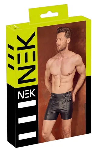 Produktbild NEK Schwarze Herren-Shorts in Mattoptik mit verstellbaren seitlichen Schnallen, 