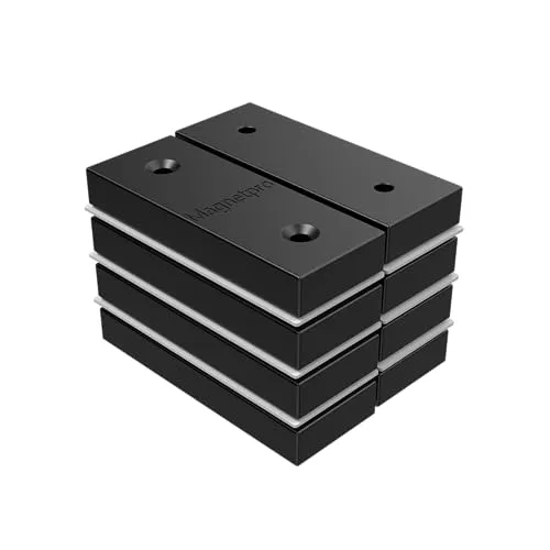Magnetpro 8 Stück Rechteckige Magnete Komplett mit PP-Kunststoff ummantelt, 10 kg Kraft Größe 50,80 x 19,05 x 7,62 mm Lebensmittelecht, rostfrei und wasserbeständig
