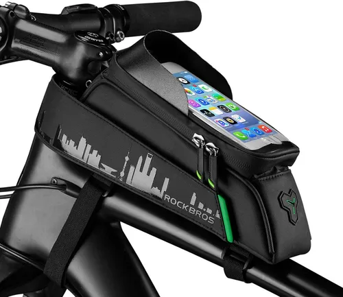 ROCKBROS Fahrradtasche Rahmentasche mit Touchscreen, wasserdicht für Handys bis 7,0