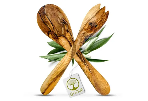 OLIQUE Salatbesteck aus Olivenholz – In 3 Größen für stilvolles Servieren (1-tlg)