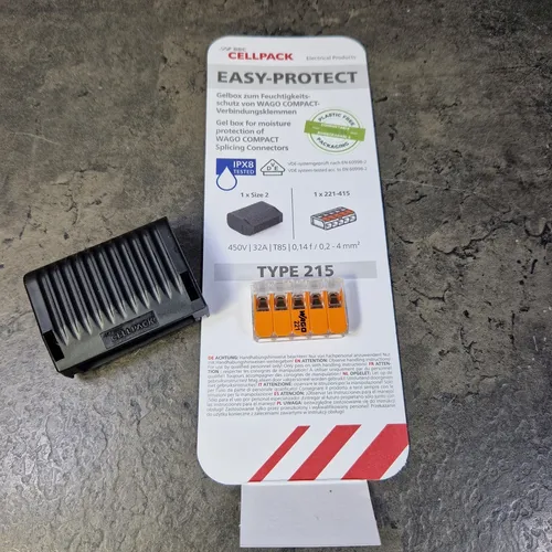 CellPack 407861 EASY-PROTECT 215 - Gelbox für flexible Verbindungsklemmen, schwarz, ideal für sichere elektrische Verbindungen