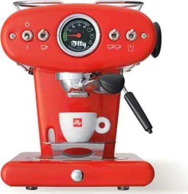 Illy X1 Espressomaschine - 1 l, 1200 W, Schwarz-Rot-Edelstahl - Kaffeepadmaschine mit 18 bar Druck und integriertem Milchaufschäumer für perfekten Espresso und Cappuccino, ideal für Kaffeeliebhaber.
