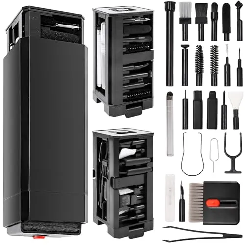 in 1 Handy Reinigungsset mit Bürste Multifunktionales Reinigungs Zubehör für die Reinigung von Elektronikprodukte wie Airpods,Tastaturen, Laptop, Handys, Tastatur, Kopfhörern (Schwarz) 32