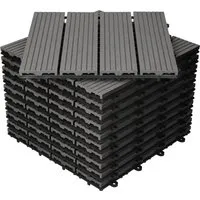 ECD Germany WPC Terrassenfliesen 30x30 cm – Praktisches 33er Spar Set in Anthrazit für Garten und Balkon - Terrassen- & Balkonfliesen mit intelligentem Klicksystem für einfache Verlegung. Wetterbeständig, rutschfest und mit Drainagesystem für optimalen Wasserablauf.