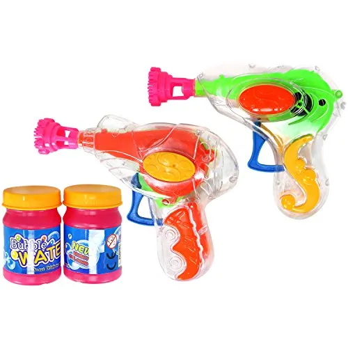 com-four® 2X Seifenblasen-Pistole aus Kunststoff mit je 20 ml Seifenblasenwasser, transparente Seifenblasenmaschine für Kinder und Erwachsene (02 Stück - Mix2)