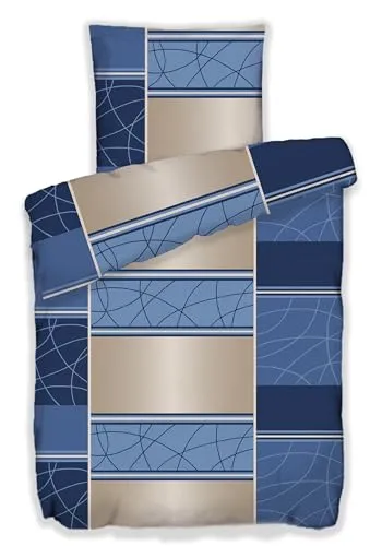 MB Warenhandel24 Bettwäsche Winter Biber Baumwolle attraktive Designs 135x200 + 80x80 cm 2-4 TLG teilig (Blau kariert, 2X ca. 135x200 cm + ca. 2X 80x80 cm)