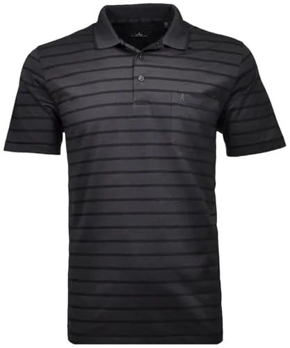 RAGMAN Herren Softknit-Polo Jersey, gestreift Schwarz-009, L