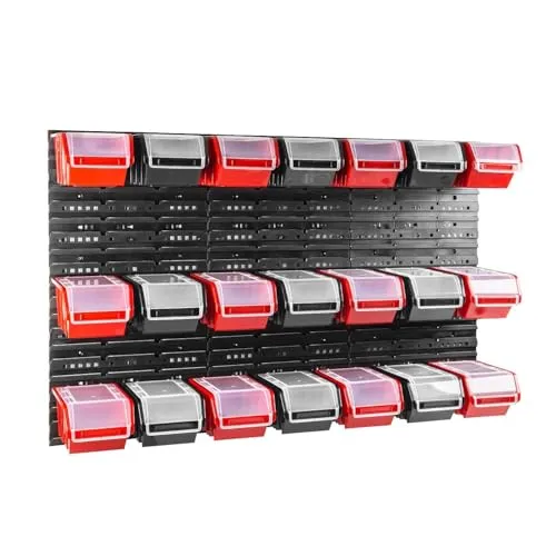 stck. Box mit Deckel + Wandregal 120 x 80 cm, Stapelboxen Schüttenregal Sichtlagerkästen Lagersystem 21