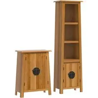 2-tlg. Badmöbel-Set Massivholz Kiefer - Vintage-Look - Badmöbel-Set aus massivem Kiefernholz mit viel Stauraum und rustikaler Optik. Perfekt für ein aufgeräumtes und stilvolles Badezimmer.