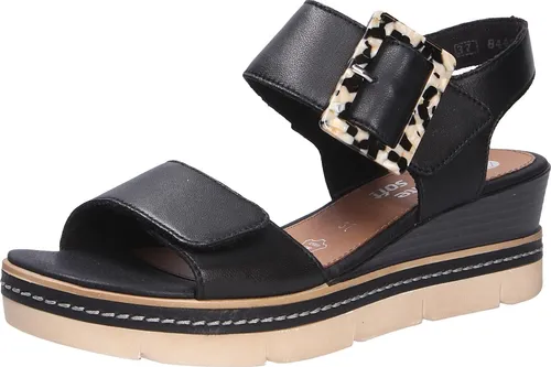 Remonte Leder Keilsandalette schwarz 39 EU - Wanderschuhe mit 6 cm Keilabsatz und 3 cm Plateau, aus hochwertigem Leder, ideal für komfortable Spaziergänge und Freizeitaktivitäten.
