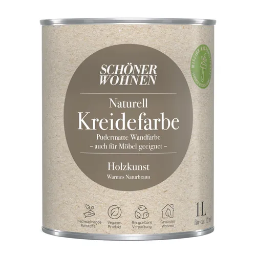 1L Schöner Wohnen Naturell Kreidefarbe Holzkunst, Warmes Naturbraun